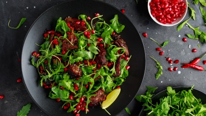 Smoked duck with roasted beetroot and pomegranate