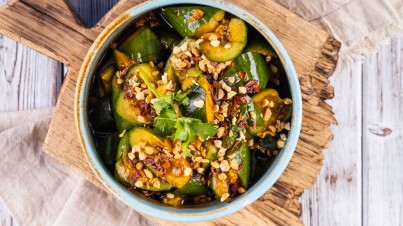 South-East Asian salad with cucumber and roasted nuts