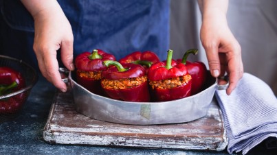 Paprika - gefüllt mit Couscous und Kichererbsen