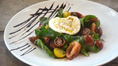 Tomato salad with black garlic vinaigrette