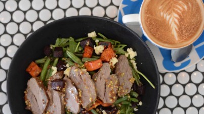 Warm sweet potato and lamb salad