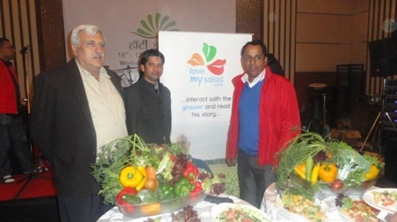 Profesionalse de la horticultura disfrutan de la degustación de ensaladas en India