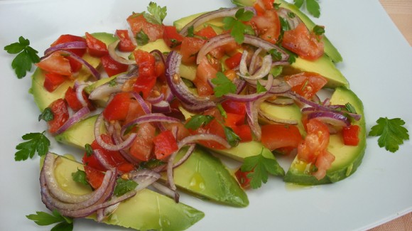 Simple avocado and salsa salad
