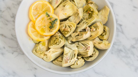 Receta de alcachofas con cítricos y tomillo