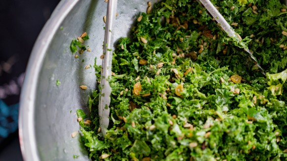 Coconut kale and sunflower seed salad