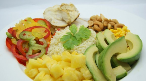 Tropical couscous salad with chicken