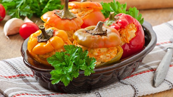 Egyptian inspired baked stuffed Peppers (‘Fil Fil Mahshi’)