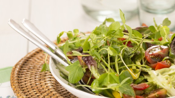 Spinatsalat mit Tomaten und Gurken