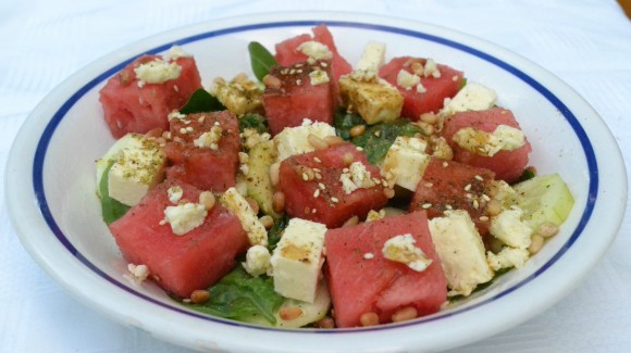 Watermelon and feta salad with zaatar