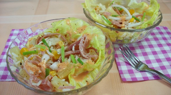 Hawaiian tropical rice salad