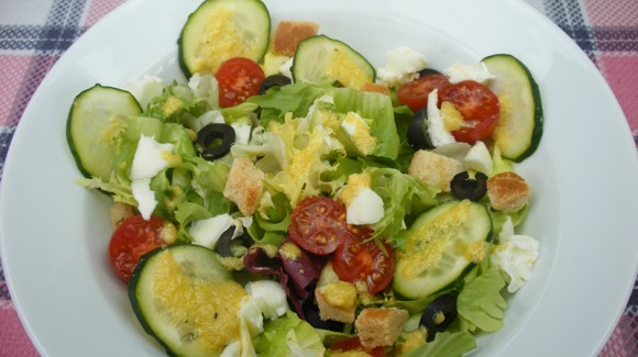 Italian salad with parmesan and cider dressing