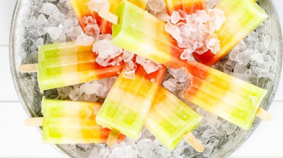 Melon ice-cream popsicles