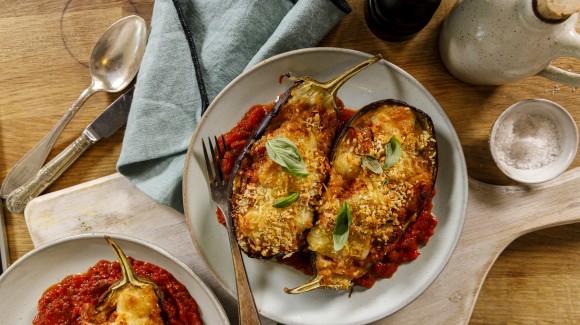 Gevulde aubergines met gehakt