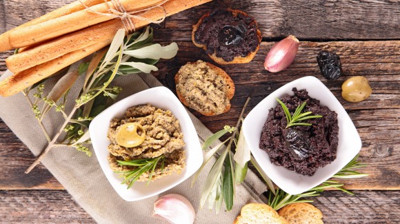 Mediterranean homemade olive tapenade 