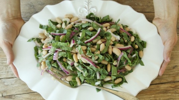 Weiße Bohnensalat mit  Spinat
