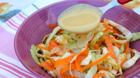 Carrot and apple coleslaw with mustard vinaigrette