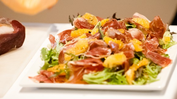 Melon salad with prosciutto and orange