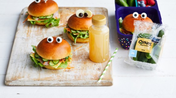 Lunch box Qukes®, ham and salad monster rolls Lunch box Qukes®, ham and salad monster rolls