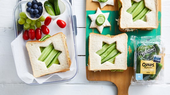 Qukes® baby cucumbers star sandwiches