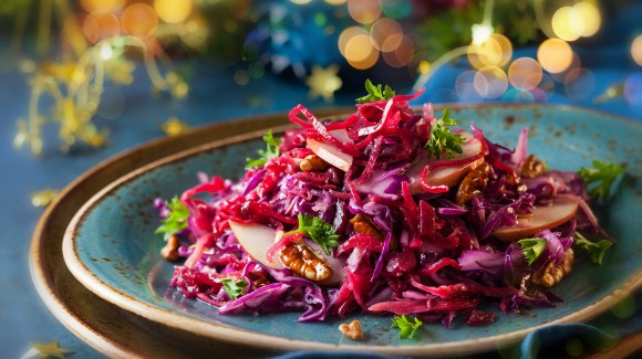 Salada de repolho roxo com maçã