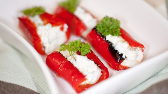 Sweet pointed pepper stuffed with goat cheese