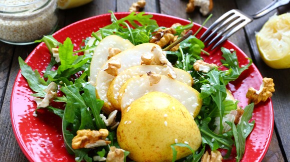 Walnut, pear and parmesan salad