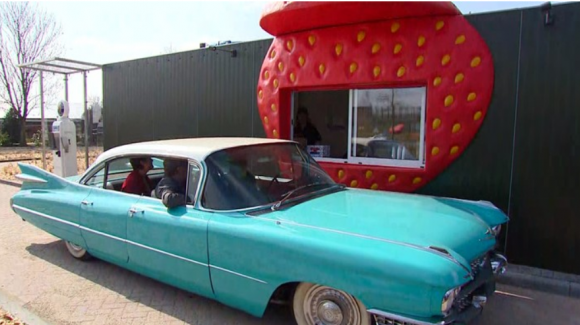 Ein tolle Idee: ein Erdbeer-Drive-in!