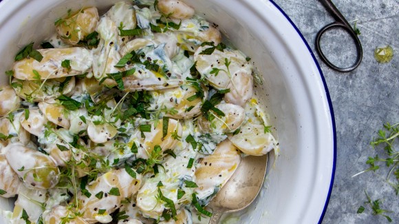 Potato salad with tzatziki dressing