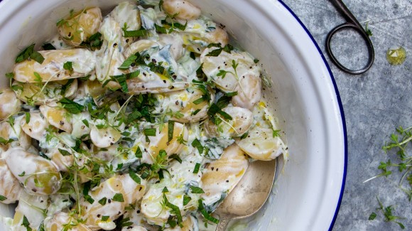 Potato salad with tzatziki dressing