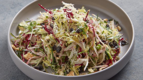 A refreshing homemade slaw with zucchini and beetroot 