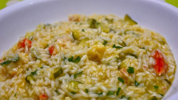 The ultimate vegetable risotto salad with zucchini and tomato
